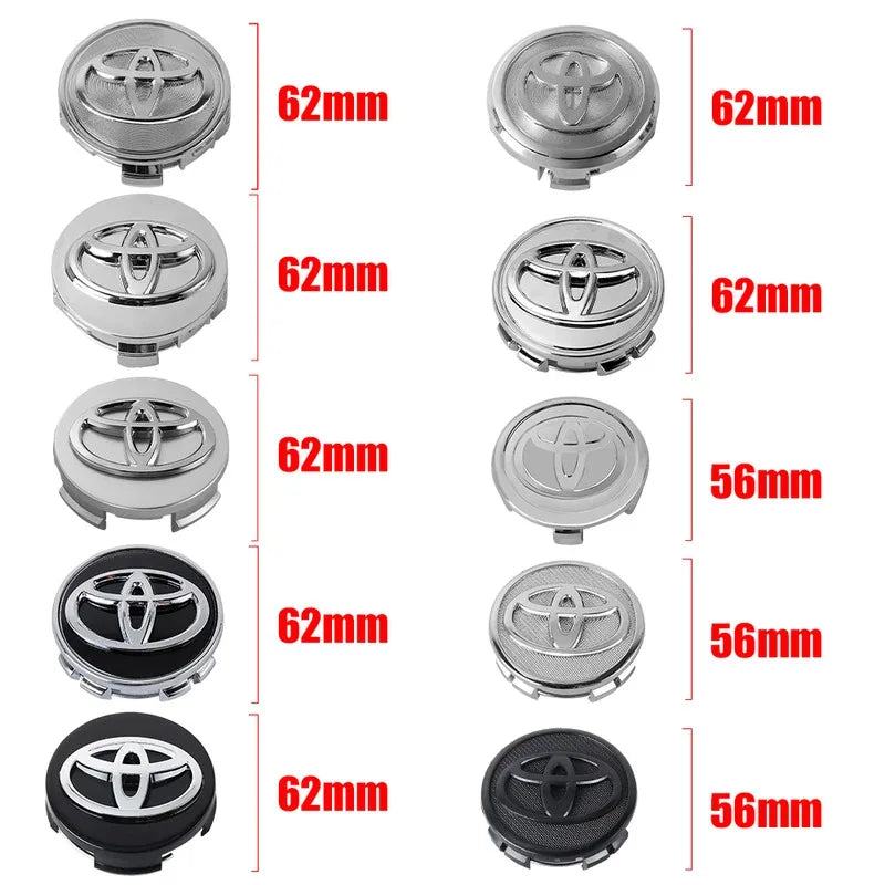 56/62mm Car Wheel Hub Center Caps 4PCS For Toyota Yaris Prius Rav4 Land Cruiser Highlander TRD Corolla C-HR Aygo Mod Parts