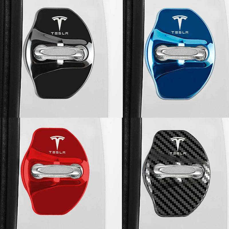 4pcs Metal Auto Door Lock Protective Cover Car Styling auto Accessaries sticker For Tesla model 3 model X Y