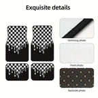 4pcs car floor mat, plaid design - stylish and durable, anti-fouling, suitable for all vehicles, including front and rear seats