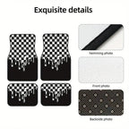 4pcs car floor mat, plaid design - stylish and durable, anti-fouling, suitable for all vehicles, including front and rear seats