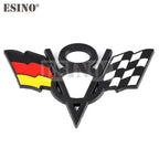 3D V8 Metal Zinc Alloy National Flag Badge Car Adhesive Emblem for Italy France Germany England America US Flag Body Fender