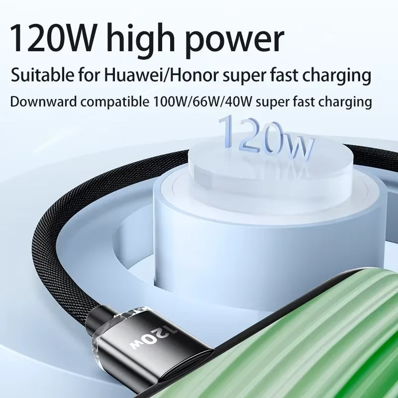 Cable de 120W 7A tipo C a tipo C para Iphone 15 Xiaomi Oneplus teléfono móvil Cable USB C de carga rápida cables de cargador de datos rápidos tipo C