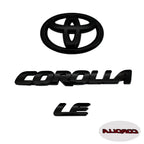 3PCS ABS car logo Glossy Black Overlay EMBLEM for Toyota COROLLA 2020-2024 SEDAN SE LE PT948 FIT SEDAN ONLY trunk car accessory