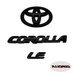 3PCS ABS car logo Glossy Black Overlay EMBLEM for Toyota COROLLA 2020-2024 SEDAN SE LE PT948 FIT SEDAN ONLY trunk car accessory