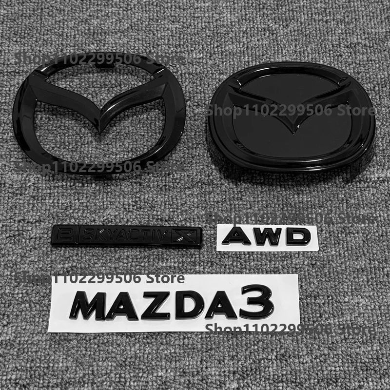 glossy black ABS Car Front Grille Eemblem Rear Trunk Badge Replace stickers  SKYACTIV  GX For 2019-2025 Mazda 3 Logo Accessories