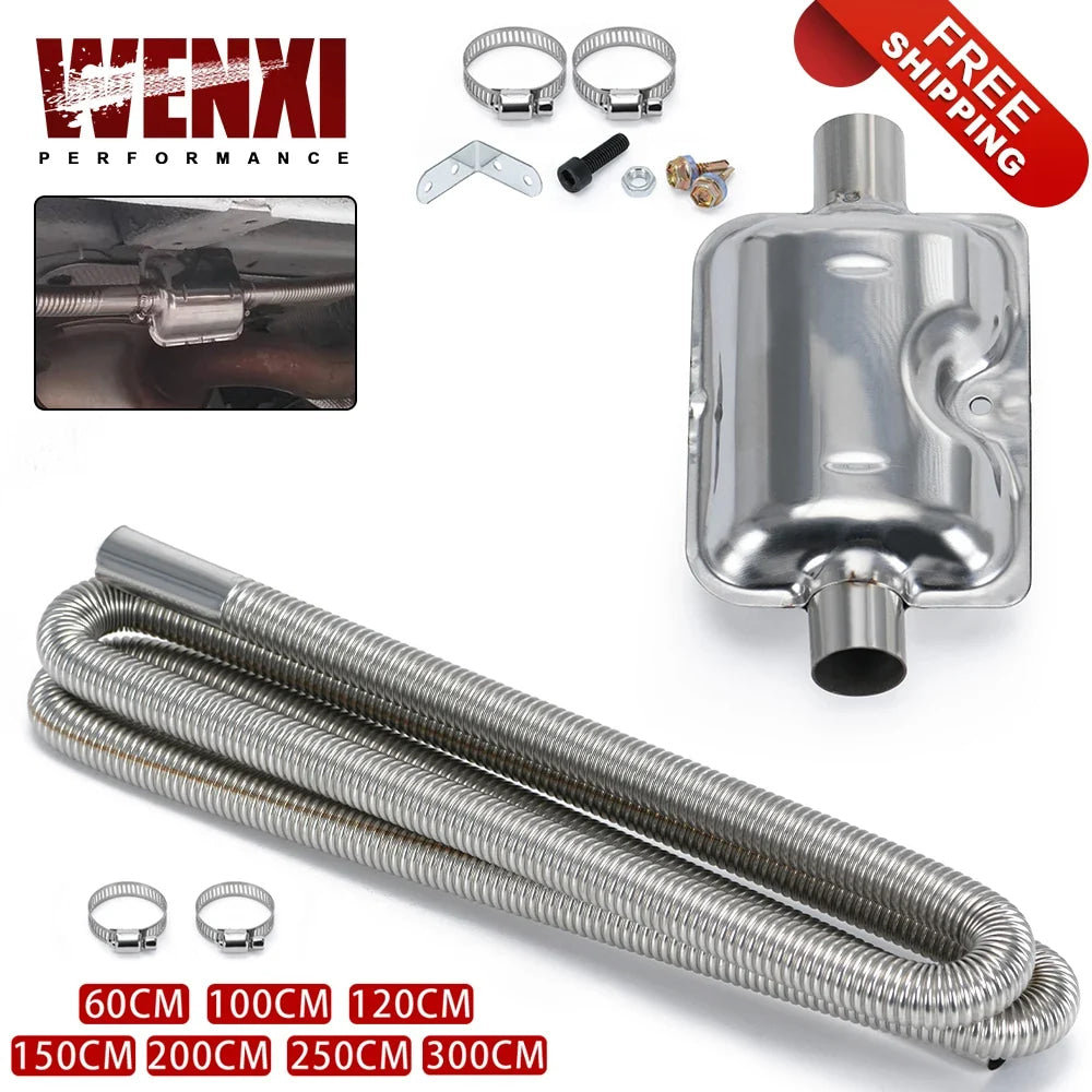 60cm - 300cm Air Diesel Parking Heater Stainless Steel Exhaust Pipe Tube Gas Vent Hose Car Truck VAN With 24mm Bore Car Muffler