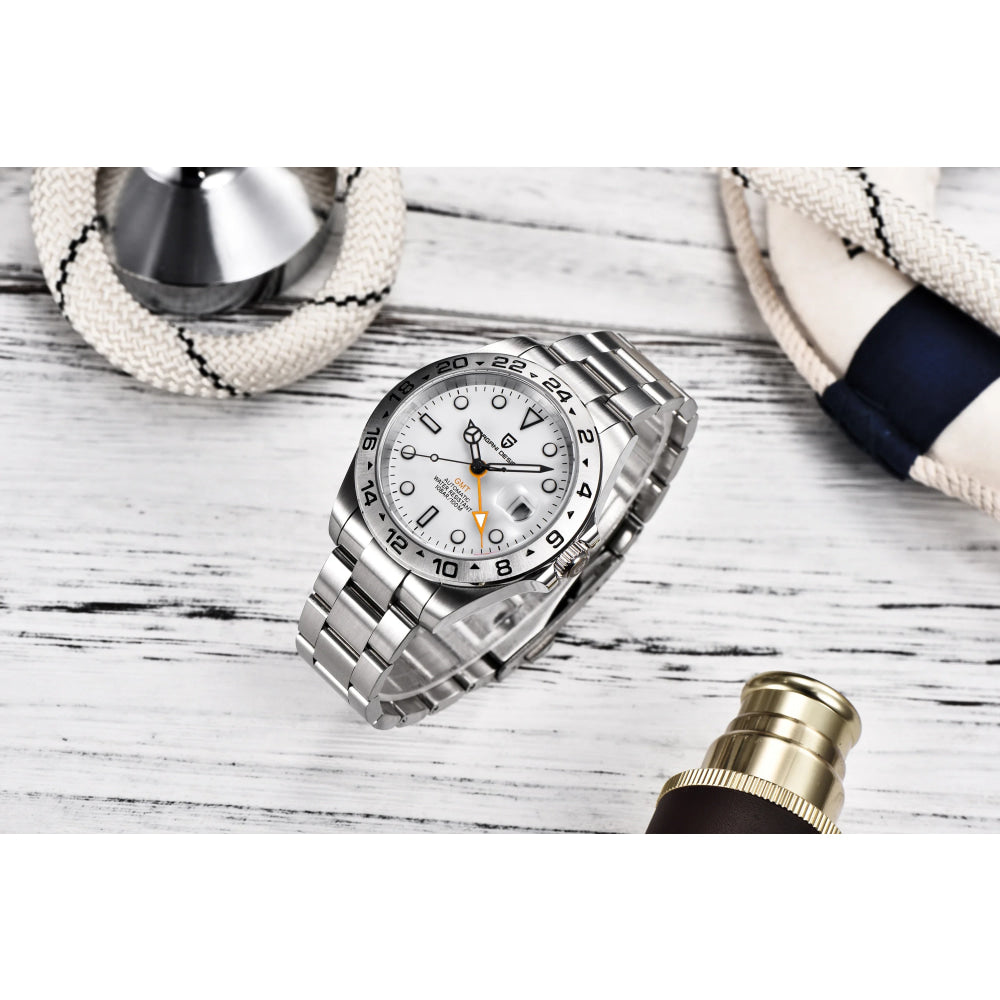 PAGANI DESIGN Vintage 42MM GMT Men's Watch PD1682 Automatic Mechanical Timepiece Sapphire Stainless Steel 100M Waterproof Retro