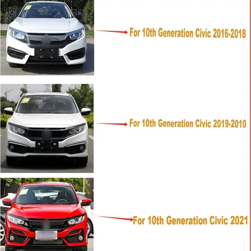 For Honda Civic 10th Gen 2016-2021 Front Grille Racing Grill Net Car Grid Splitter Upper Bumper Hood Mesh Grills