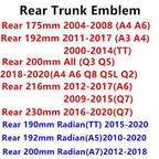 Audi 4-Ring logo ABS Silver/Black Car Hood Front Bonnet Grill Rear Trunk Emblem Badge Sticker For  A3 A4 A5 A6 A7 Q2 Q3 Q5 Q8 TT
