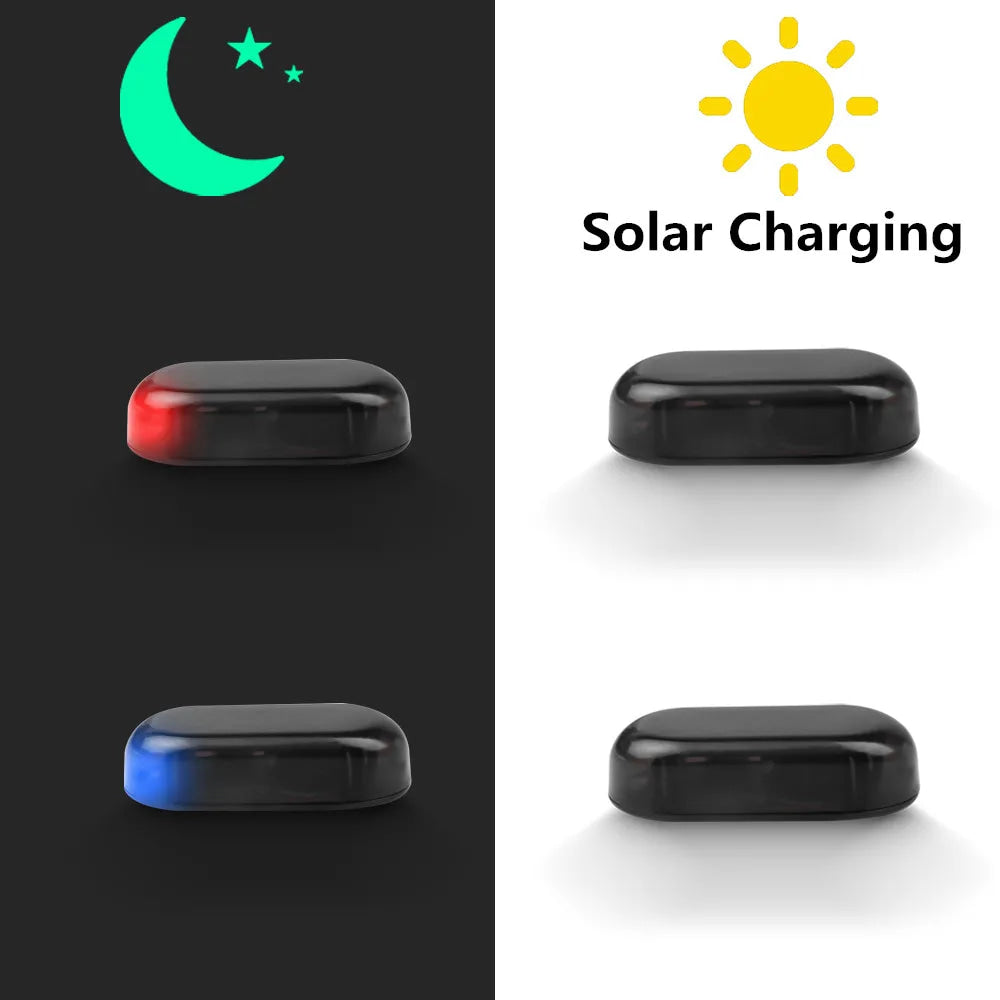 SEAMETAL 1/2 Uds. Luz de alarma simulada alimentada por energía Solar, luz de seguridad falsa inalámbrica para coche, lámpara de advertencia, LED antirrobo intermitente