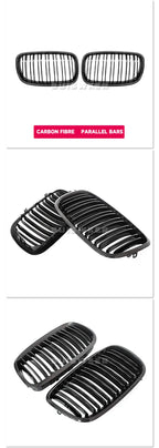 1 Pair Front GrillesFor BMW X5/X6 E70 E71 2008-2014 Gloss Matte Black Kidney Grill Carbon Fiber Replacement Front Bumper Grilles