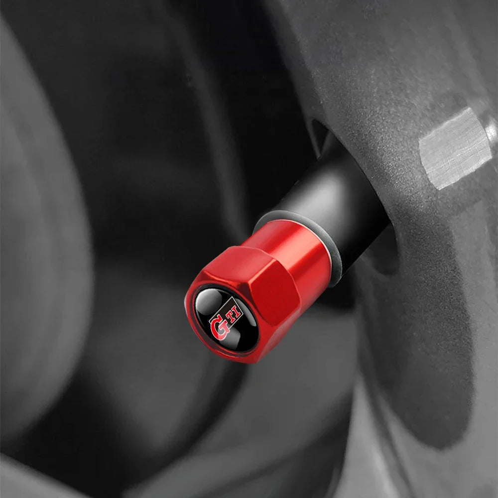 4Pcs Car Wheel Tires  Valve Caps Auto Exterior Accessories For Volkswagen GTI Golf Polo Passat RLine Magotan Jetta Bora Beetle R