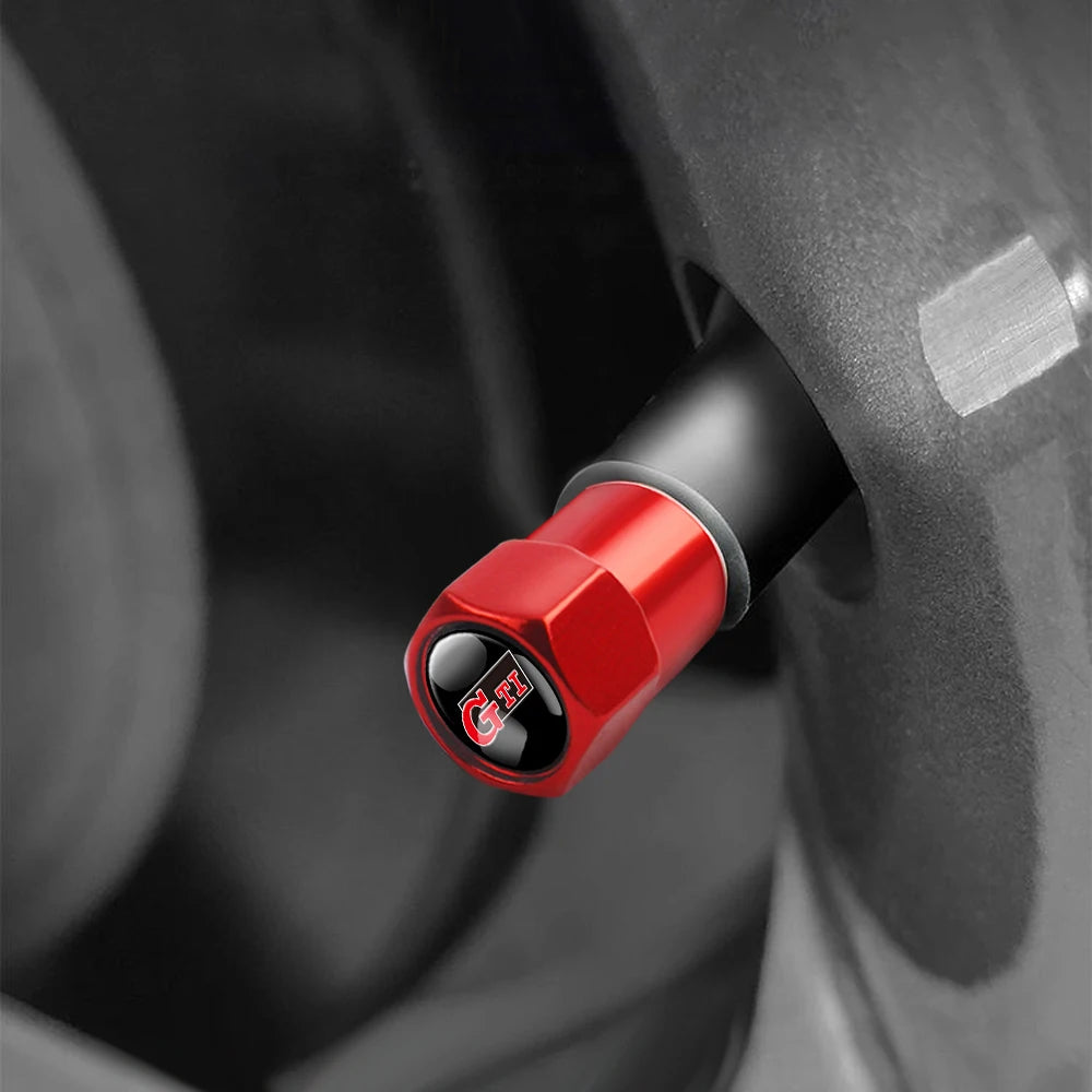 4Pcs Car Wheel Tires  Valve Caps Auto Exterior Accessories For Volkswagen GTI Golf Polo Passat RLine Magotan Jetta Bora Beetle R