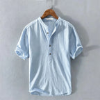 New Cotton Linen Shirts for Men Casual Shirts Lightweight  Short  Sleeve Henley Beach Shirts Hawaiian T Shirts for Men