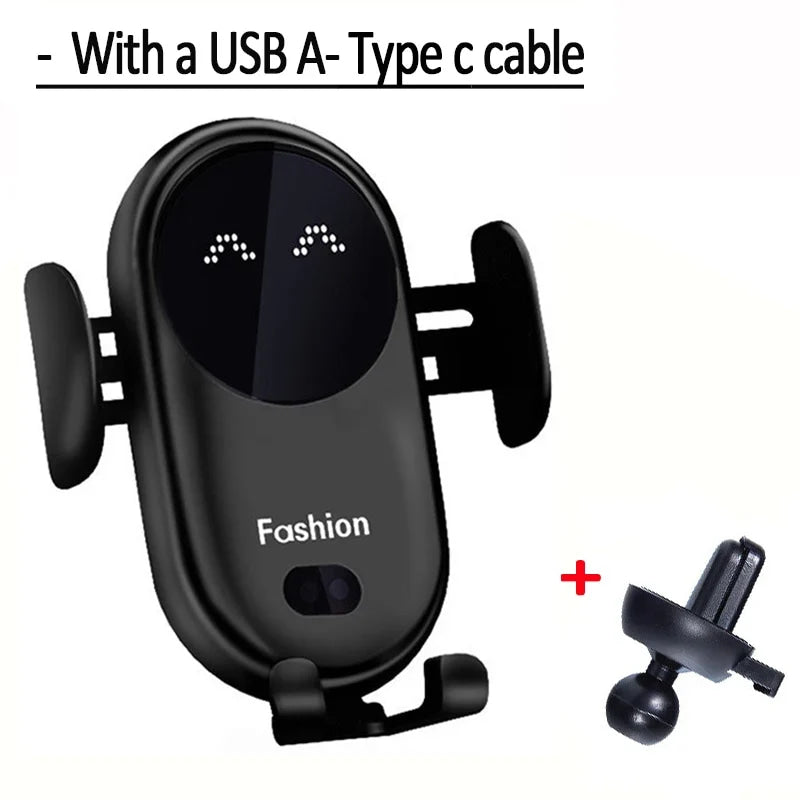 Cargador inalámbrico de 30W para coche, soporte para salida de aire, soporte para teléfono de coche, cargador de carga inalámbrico rápido infrarrojo inteligente giratorio