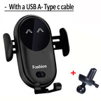 Cargador inalámbrico de 30W para coche, soporte para salida de aire, soporte para teléfono de coche, cargador de carga inalámbrico rápido infrarrojo inteligente giratorio