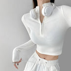 Solid Color Casual T-shirt Women Long Sleeve Turtleneck Crop Tops Sexy Simple Style Party Club 2023 Spring Summer New T-shirts