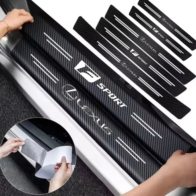 1/4/5Pcs Carbon fiber automotive parts car threshold stickers For Lexus F SPORT IS250 IS200 CT200h GS300 LS430 RX450h ERX400h