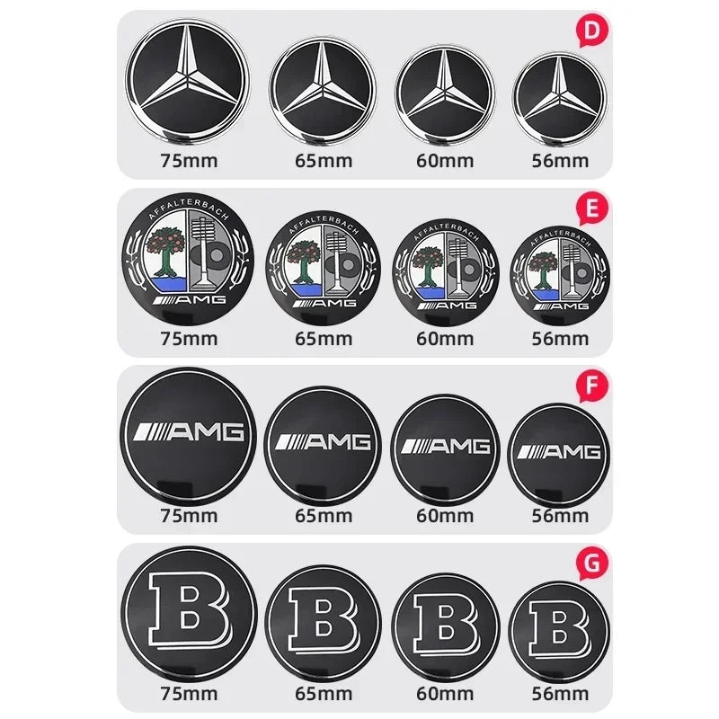 56mm 60mm 65mm 75mm Car Wheel Center Hub Caps Cover Rim Exterior Sticker For Mercedes Benz A B C E Class GLC GLK GLE GLA CLA GLB