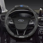 For Ford Mondeo Focus Raptor Puma Edge Explorer Ecosport Ranger F150 Kuga Car AntiSlip Carbon Fiber Leather Steering Wheel Cover