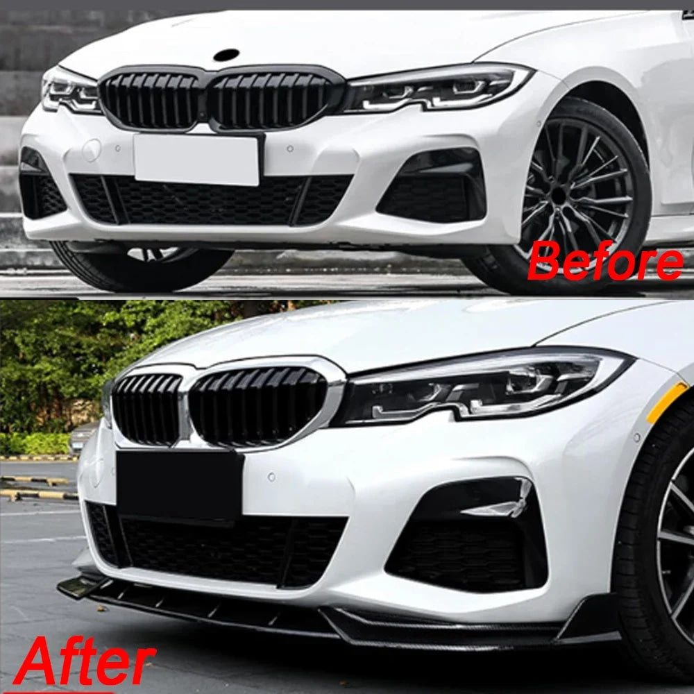 GT Style Front Bumper Lip For BMW BMW 3 Series G20 G21 G28 M340i 330i 330e M Sport 2019-2022 Diffuser Body Kit Glossy Black