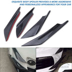 4pcs Front Bumper Side Canards Splitter Fins Universal Spoilers Carbon Fiber Car Door Anti-collision Belt Bumper Guard