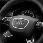 Audi Automobile Steering Wheel Logo Bright Frame Strip Electroplated Sticker Emblem For A3 A4 B8 8P B9 8V A5 A6 C7 A7 Q3 Q5 Q7