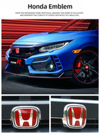 Car Logo Badge Front Grille Trunk Steering Wheel Decoration Accessories For Honda Fit GK5 HRV Vezel Accord Civic Cars Emblem