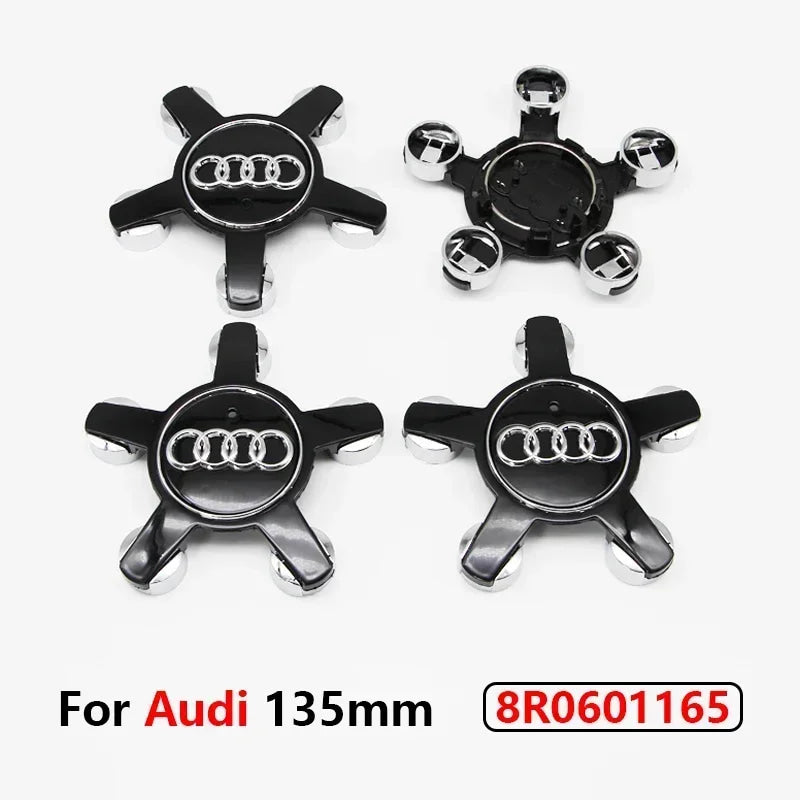 4pcs Audi 135MM Car Hub Caps 8R0601165 4F0601165 For A4 A5 A6 A7 Q3 Q5 A3 S5 Accessories Auto Wheel Center Cap Hubcap Rim Covers