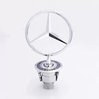 44mm 3D Metal Blue Chrome Star Bonnet Hood Logo Emblem Badge for Mercedes Benz W205 W204 AMG GLC CLA Interior Moulding LBMSLK