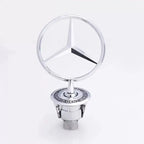 44mm 3D Metal Blue Chrome Star Bonnet Hood Logo Emblem Badge for Mercedes Benz W205 W204 AMG GLC CLA Interior Moulding LBMSLK