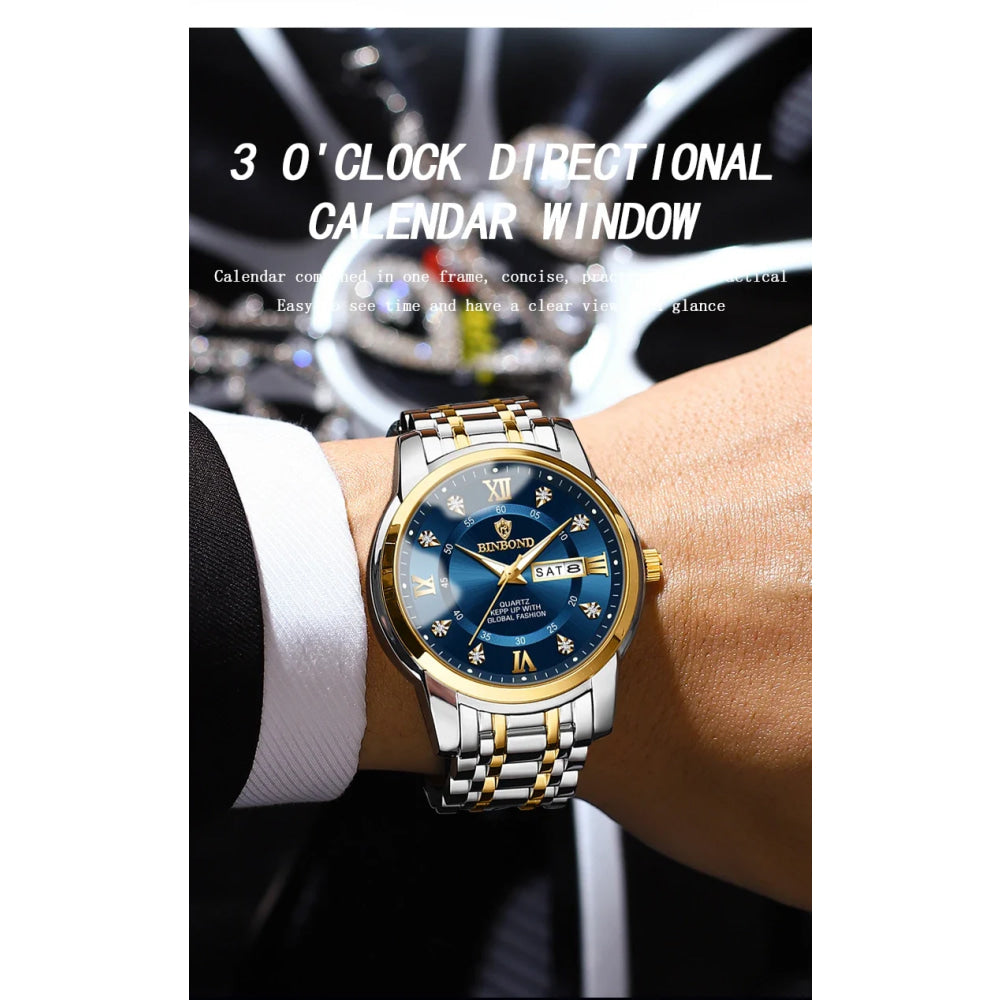 BINBOND Top Brand Luxury Fashion Watch Men 3ATM Waterproof Date Clock Sport Watches Mens Quartz Wristwatch Relogio Masculino