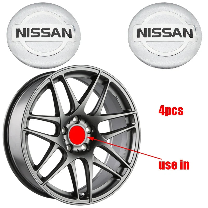 4pcs 3D 68mm 65mm Nissan new car emblem Wheel Center Hub Cap auto Rim refit dust-proof badge covers sticker styling accessories