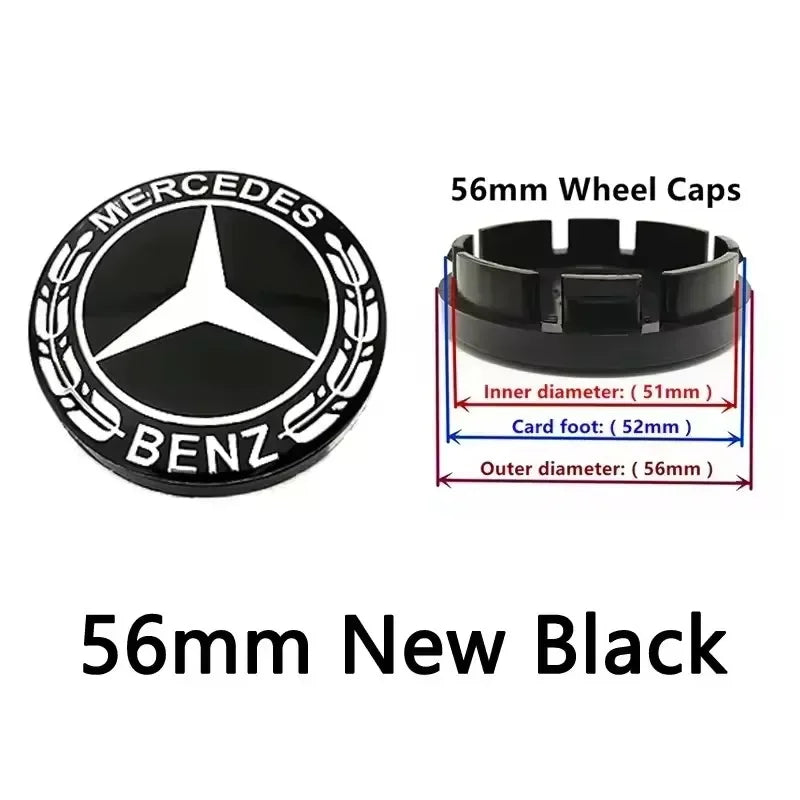 4pcs 56mm 60mm 75mm  68mm3Pin Car Wheel Center Cap Rim Hub Caps Emblem W202 W220 W213 W210 W164 E200 E260 E300 For Mercedes Benz