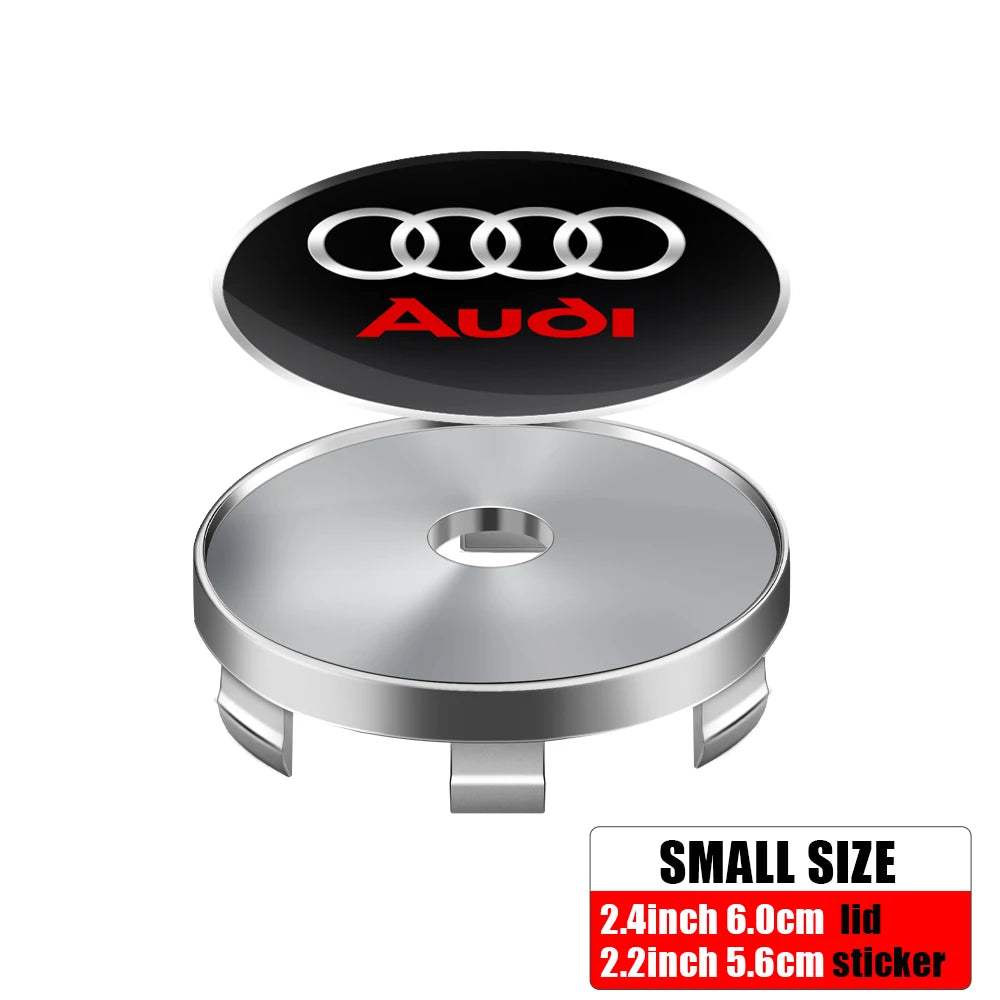 4pcs 56/65mm Car Wheel Center Hub Stickers 60/68mm Wheel Center Hub Caps Cover For AUDI A3 A4 A1 Q3 Q4 Q5 Q6 Q7 Q8 TT RS Sline