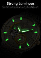 POEDAGAR Top Luxury Man Wristwatch Luminous Hollow Tourbillon Stainless Steel Men Clock Mechanical Automatic Men's Watches Reloj