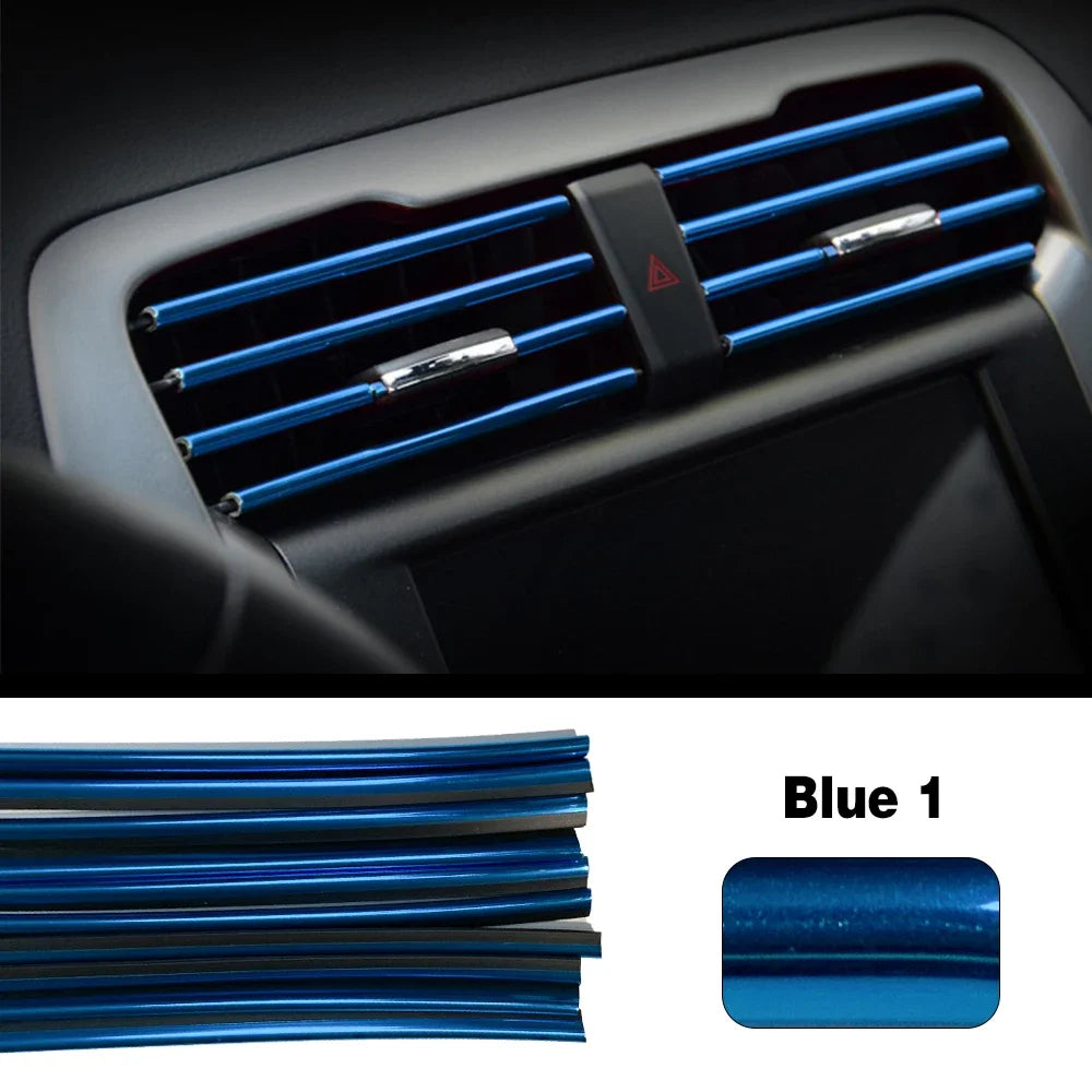 10 Uds. De accesorios coloridos para coche, bricolaje, salida de aire acondicionado Interior, rejilla de ventilación, tira decorativa cromada, decoración de estilo de coche