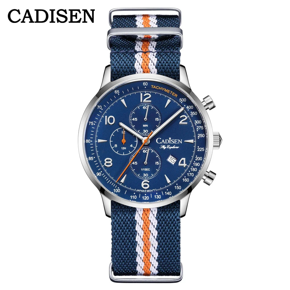 CADISEN New Chronograph Men's Quartz Watch Top Luxury Watches For Men MIYOTA 0S10 AR Mirror Waterproof Canvas Men's Wristwatch