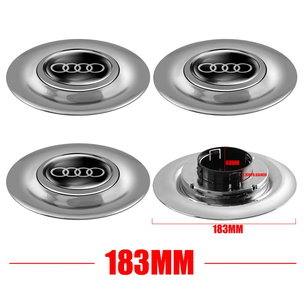 4PCS 183MM Car Wheel Center Hub Caps Tire Rim Cover Auto Accessories For Audi Sline Q4 A4 A6 A7 A5 A3 Q3 Q5 Q2 A1 A8 TT S1 S3 Q7