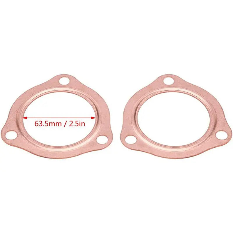 2Pcs 2.5" Universal Copper Header Exhaust Collector Gaskets Flanges 3-Hole 2-1/2"