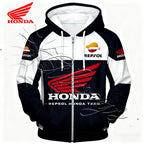 2026 New Autumn and Winter Fashion Design Motorcycle Suit Honda Racing Enthusiast Outdoor Sports Hooded Jacket Zipper Sweatshirt