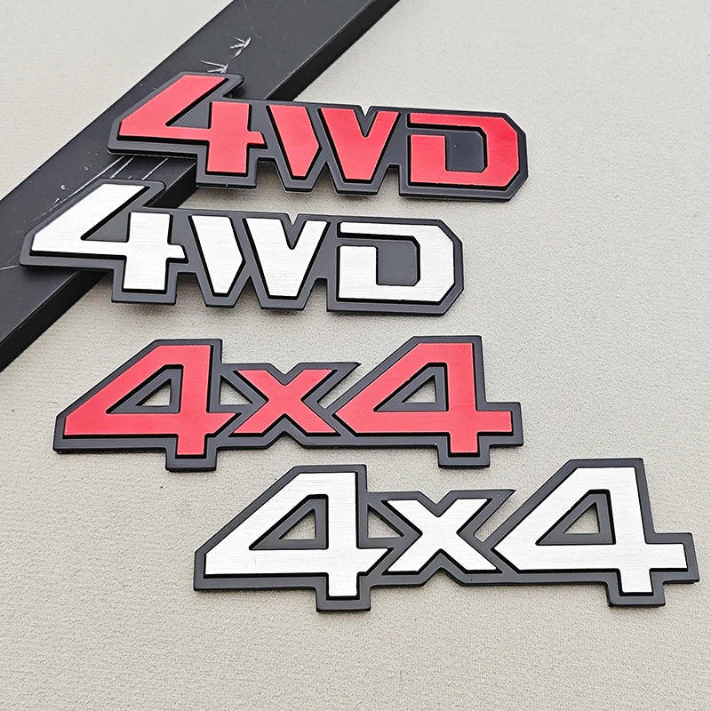 3D Metal Car Logo 4WD 4X4 Emblem Badge for Toyota Subaru Honda Jeep SUV Off Road Chrome Black Sticker Accessories
