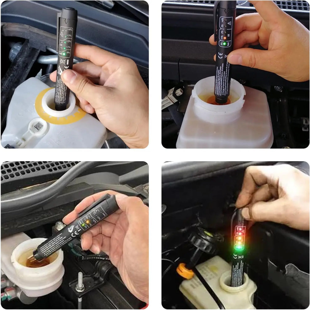Pluma de prueba de líquido de frenos, herramienta de prueba de diagnóstico de frenos automático, analizador de humedad de aceite de fluido hidráulico con 5 luces indicadoras