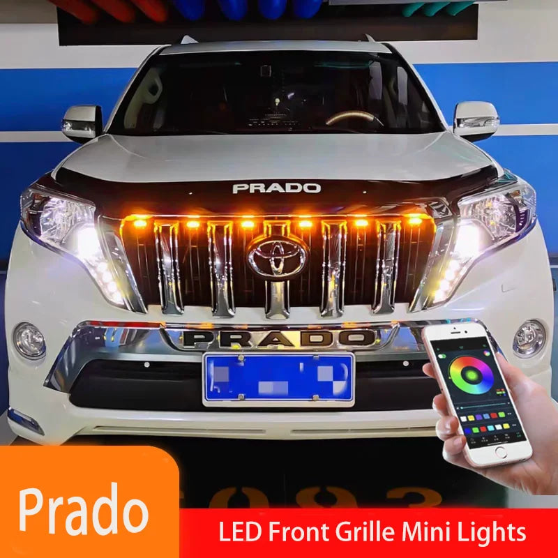 4Pcs 6Pcs Front Grille LED Lights For Toyota Land Cruiser Prado 150 120 Amber DRL Daytime Running Warning Grill Lamps