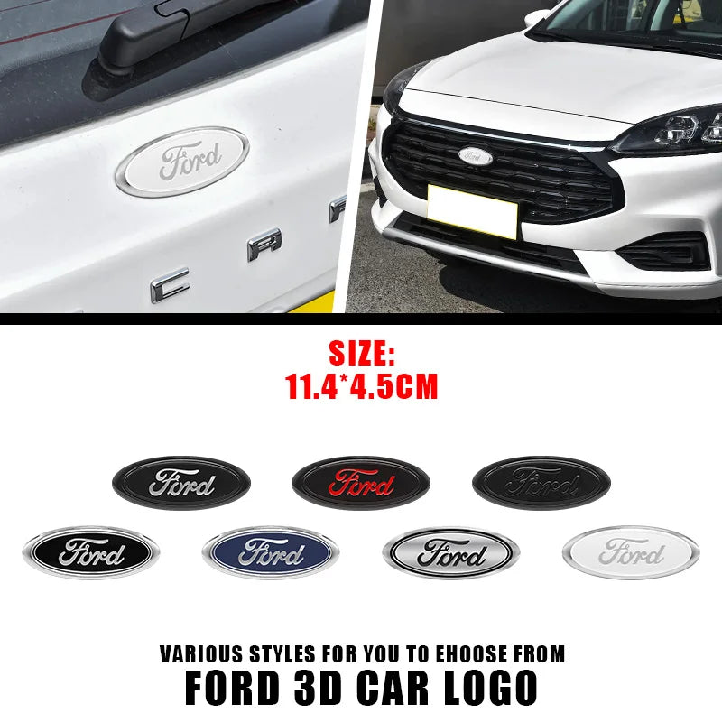 114mm/150mm/175mm Car Front Hood Emblem for Ford Fiesta Range Focus Mondeo Explorer Fusion Transit Edge Auto Rear Trunk Sticker