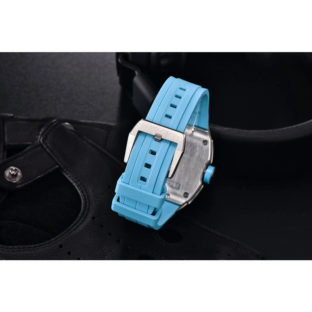 PAGANI DESIGN skeleton Watch Sapphire YS012 Automatic Men’s Quartz Watch Silicone Square Clock Waterproof Relogio Masculino