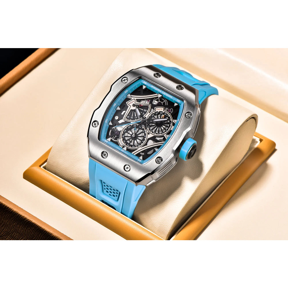 PAGANI DESIGN skeleton Watch Sapphire YS012 Automatic Men’s Quartz Watch Silicone Square Clock Waterproof Relogio Masculino