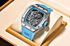 PAGANI DESIGN skeleton Watch Sapphire YS012 Automatic Men’s Quartz Watch Silicone Square Clock Waterproof Relogio Masculino
