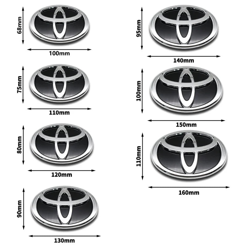 3D Car Logo Modified Car Logo Badges Front And Rear Logo Silver For Toyota Hybrid Series Prado Highlander Camry Corolla Styling
