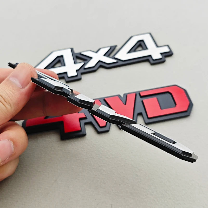 3D Metal Car Logo 4WD 4X4 Emblem Badge for Toyota Subaru Honda Jeep SUV Off Road Chrome Black Sticker Accessories